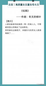 ​3本高质量女主重生宅斗文：《似锦》聪明睿智女主vs霸气专一男主