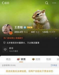 ​王思聪微博因何被禁