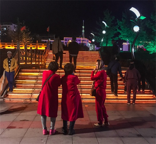 吉林：临江市江心岛陈云公园夜晚十分美丽