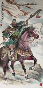 ​国风系列武财神关公旺财水墨画手机壁纸