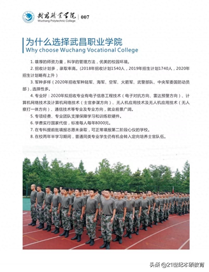 武昌职业学院定向士官2020招生简章
